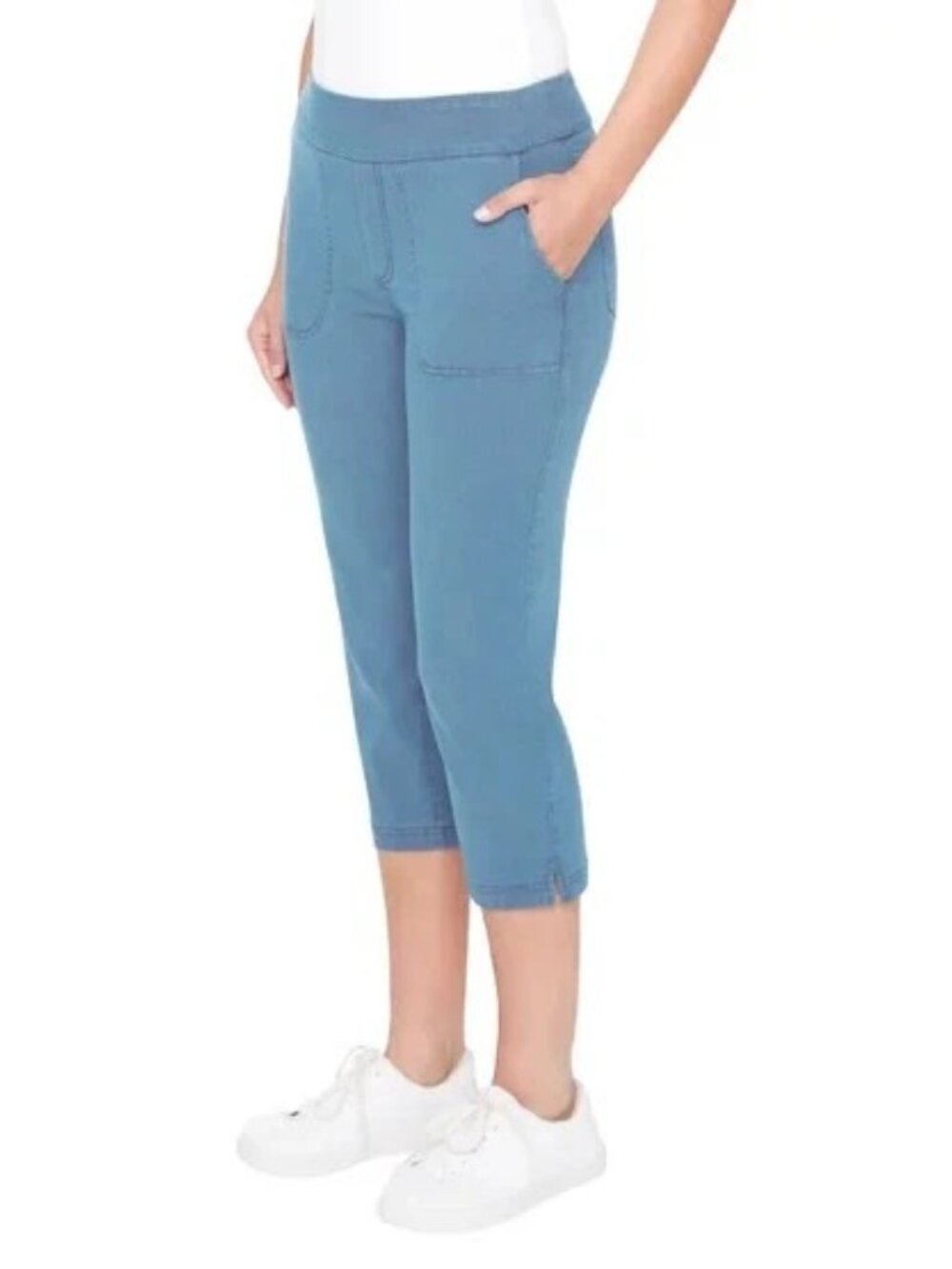 Up! Women's Garment Wash Pull-On Capri Pants Stretch S to XL Black Grey Blue NWT